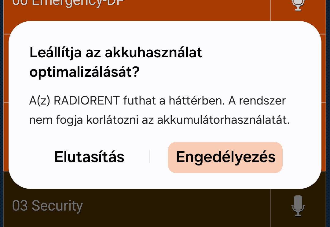 Alkalmazás figyelmeztetés