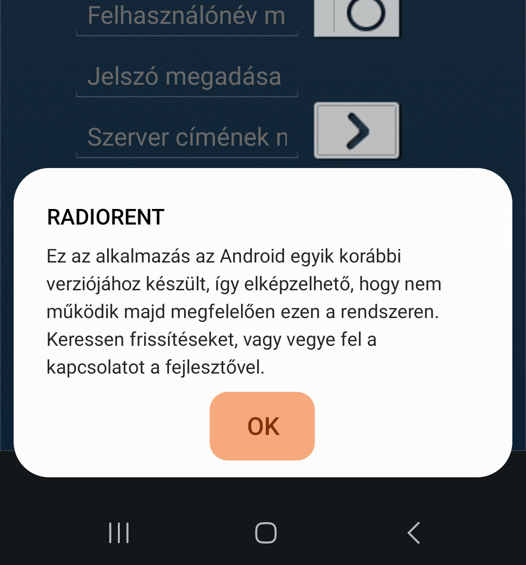 Alkalmazás figyelmeztetés